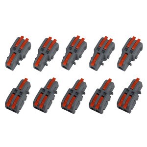 Quick Lever Wire Nut Splice Inline Wire Connectors with Mounting Tab (1 In 2 Out) 10-Pack